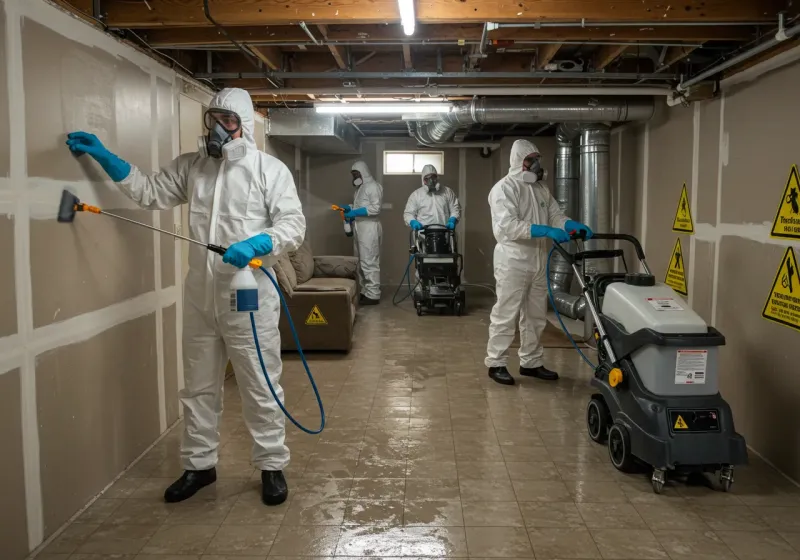 Basement Moisture Removal and Structural Drying process in Raynham, MA